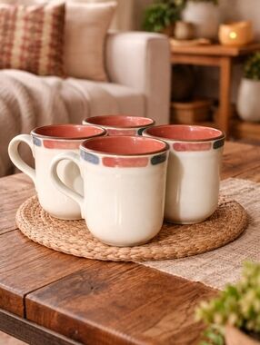Set of 4 Noritake Stoneware Mugs – Vintage 1990s